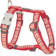 Red Dingo Fosforlu Ziggy Desenli Köpek Göğüs Tasması Kırmızı 20mm