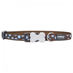 Red Dingo Puantiyeli Köpek Boyun Tasması 12 mm Kahverengi-Mavi Red Dingo Puantiyeli Köpek Boyun Tasması 12 mm Kahverengi-Mavi