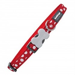 Red Dingo Puantiyeli Köpek Boyun Tasması 15 mm Kırmızı-Beyaz