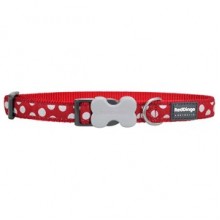 Red Dingo Puantiyeli Köpek Boyun Tasması 12 mm Kırmızı-Beyaz