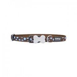 Red Dingo Puantiyeli Köpek Boyun Tasması 25 mm Kahverengi-Mavi Red Dingo Puantiyeli Köpek Boyun Tasması 25 mm Kahverengi-Mavi