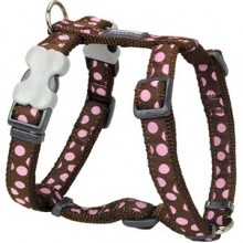 Red Dingo Puantiyeli Köpek Göğüs Tasmasıı 25 mm - X Large Kahve-Pembe