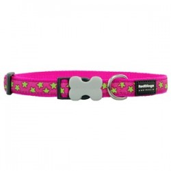 Red Dingo Stars Lime Desenli Köpek Boyun Tasması 12 mm Pembe