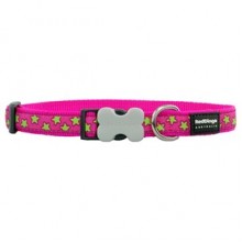 Red Dingo Stars Lime Desenli Köpek Boyun Tasması 15 mm Pembe