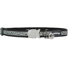 RedDingo Bedrock Desenli Zilli Kedi Boyun Tasması 12 mm Siyah