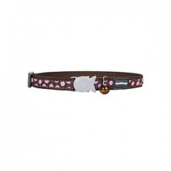 RedDingo Pembe Benekli Zilli Kedi Boyun Tasması Kahve 12 mm RedDingo Pembe Benekli Zilli Kedi Boyun Tasması Kahve 12 mm