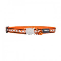 RedDingo Fosforlu Balık Desenli Kedi Boyun Tasması 12 mm Turuncu