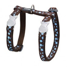 RedDingo Mavi Benekli Kedi Göğüs Tasma ve Uzatma Seti Kahverengi 12 mm