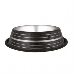 Renkli Baskılı Çelik Mama Kabı 30 Cm - 64 Oz Siyah