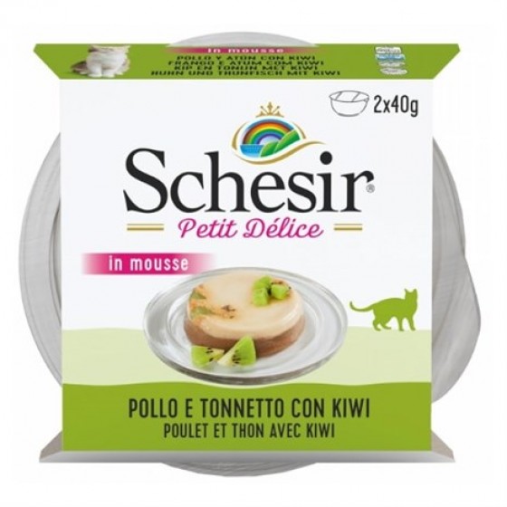 Schesir Delice Ton, Tavuk, Kivili Kedi Mousse Mama 2x40gr