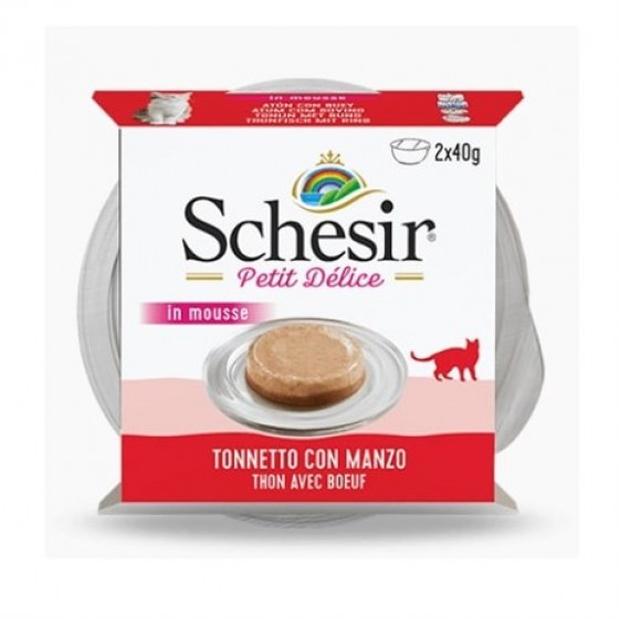 Schesir Delice Ton ve Sığırlı Kedi Mousse Mama 2x40gr