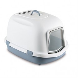 Stefanplast Süper Queen Kapalı Kedi Tuvaleti Mavi/Beyaz