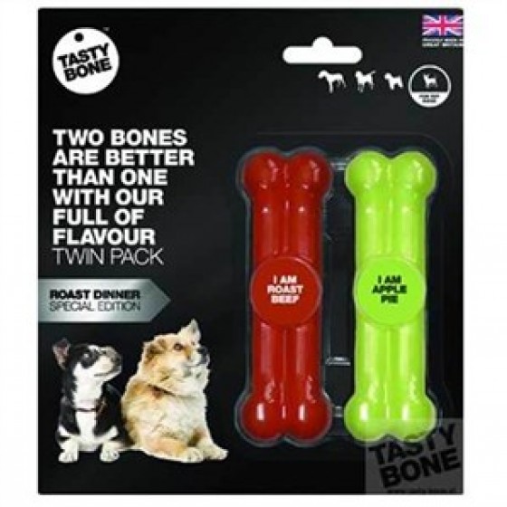 Tastybone Small Twinpack Biftek ve Elmalı Köpek Oyuncağı