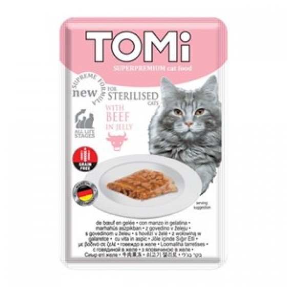 Tomi Sterilised Biftekli Kısır Pouch Kedi Konservesi 85gr