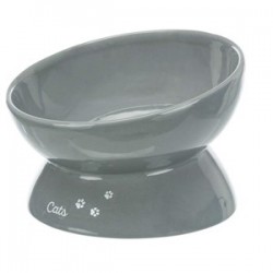 Trixie Büyük Kedi Seramik Yüksek Mama Su Kabı 0.35lt/ø17cm Gri