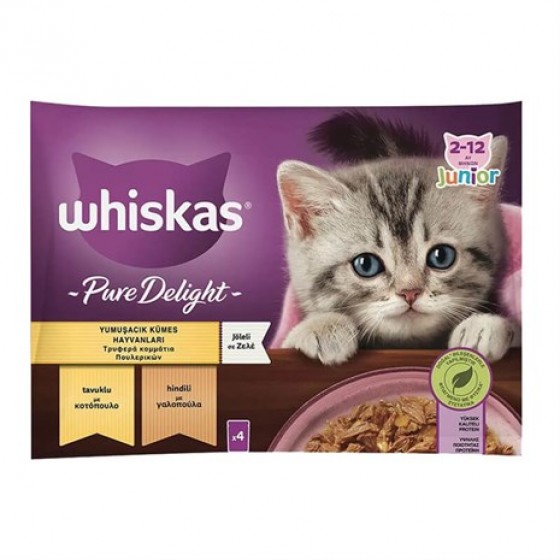 Whiskas Pure Delight Kümes Hayvanlı Yavru Konserve 4'lü